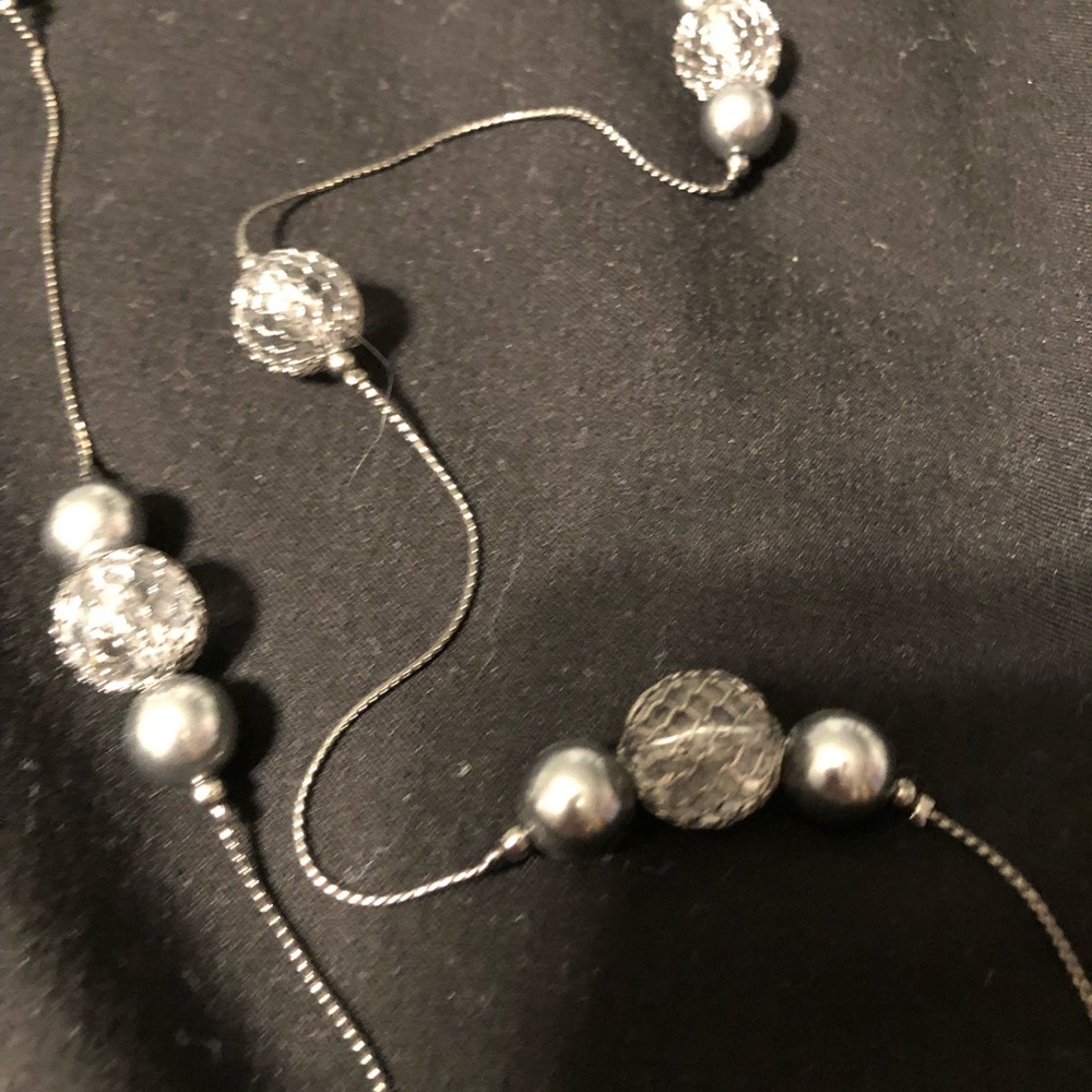 Long silver necklace